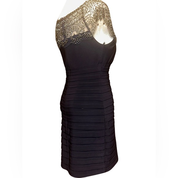 XScape Beaded Knee Length Bodycon Cocktail and Party Dress Sz 4 in Navy - Picture 5 of 12